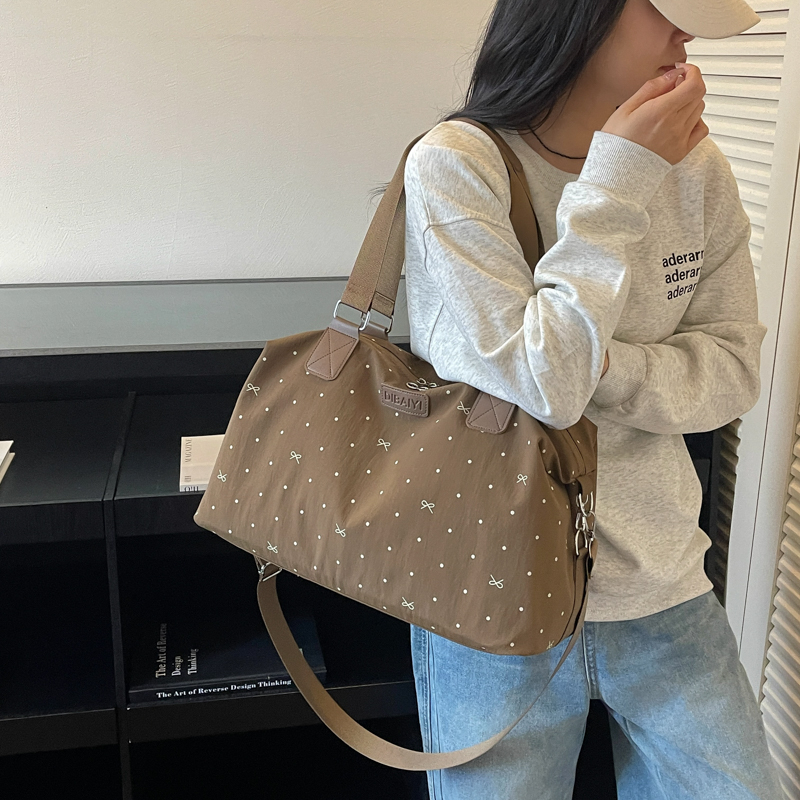 Travel Tote Lightweight Canvas Crossbody Bag with Cute Bow Pattern Versatile Handbag for Weekend Shopping detail 2