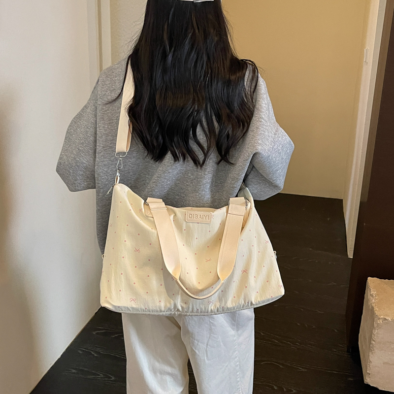 Travel Tote Lightweight Canvas Crossbody Bag with Cute Bow Pattern Versatile Handbag for Weekend Shopping detail 8