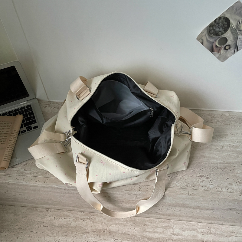 Travel Tote Lightweight Canvas Crossbody Bag with Cute Bow Pattern Versatile Handbag for Weekend Shopping detail 12