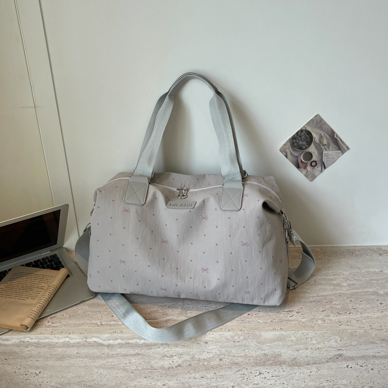 Travel Tote Lightweight Canvas Crossbody Bag with Cute Bow Pattern Versatile Handbag for Weekend Shopping view 1