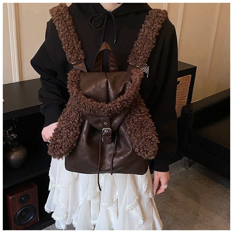 Lightweight Animal Pattern PU Leather Flap Backpack for Women detail 12