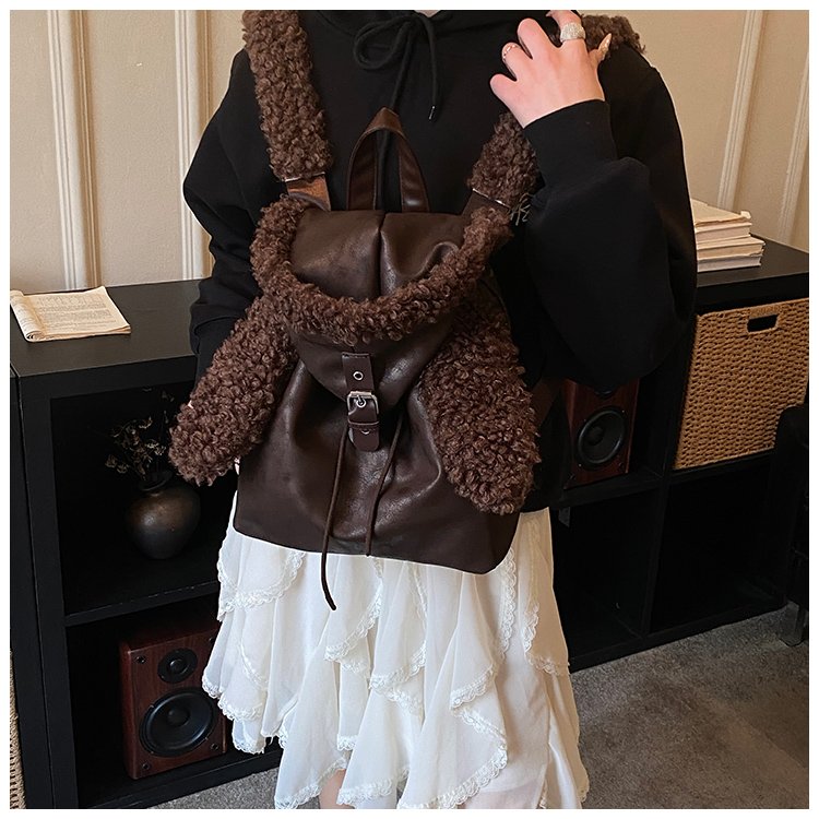 Lightweight Animal Pattern PU Leather Flap Backpack for Women detail 13