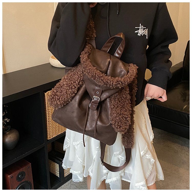 Lightweight Animal Pattern PU Leather Flap Backpack for Women detail 14
