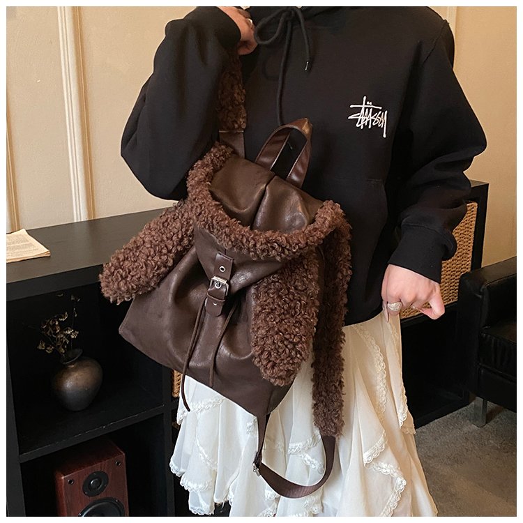 Lightweight Animal Pattern PU Leather Flap Backpack for Women detail 15