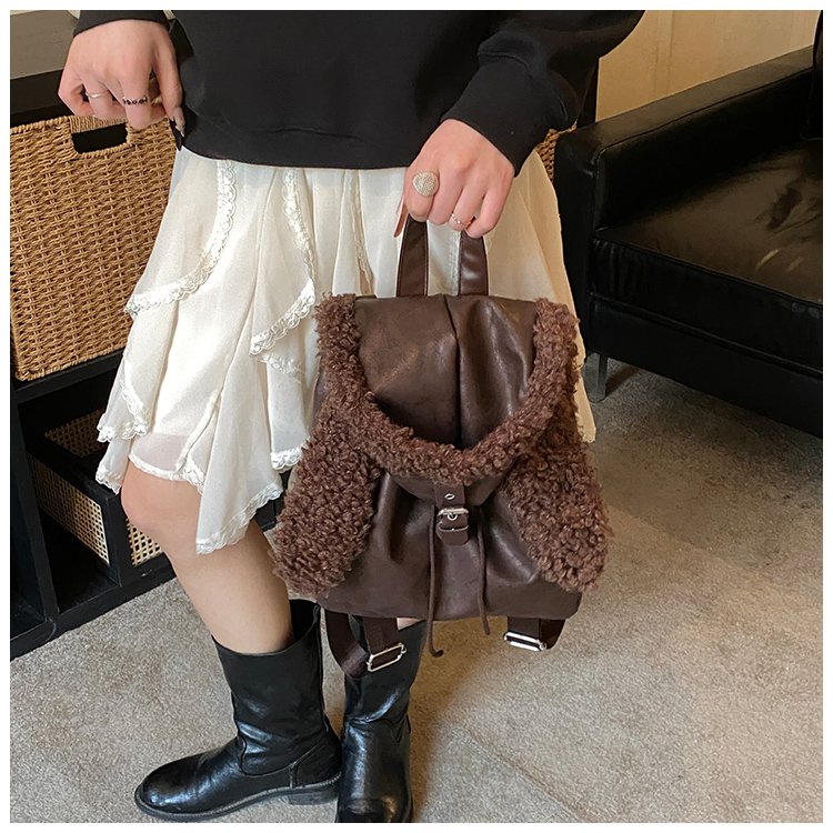 Lightweight Animal Pattern PU Leather Flap Backpack for Women detail 16