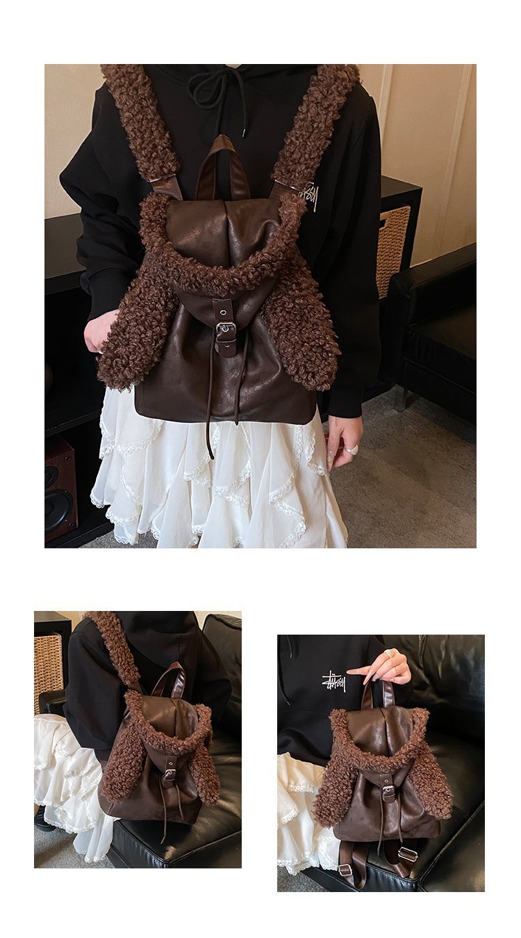 Lightweight Animal Pattern PU Leather Flap Backpack for Women detail 5