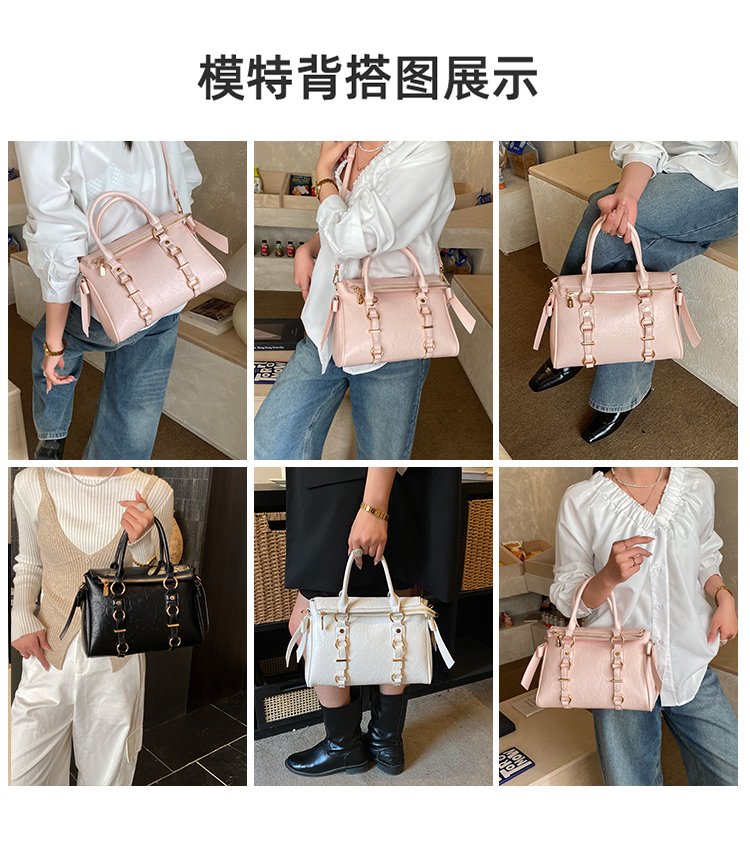 Women's PU Leather Belted Top Handle Crossbody Bag detail 3