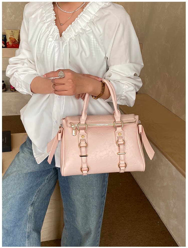 Women's PU Leather Belted Top Handle Crossbody Bag detail 5
