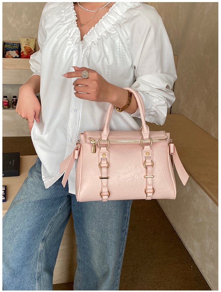 Women's PU Leather Belted Top Handle Crossbody Bag detail 7
