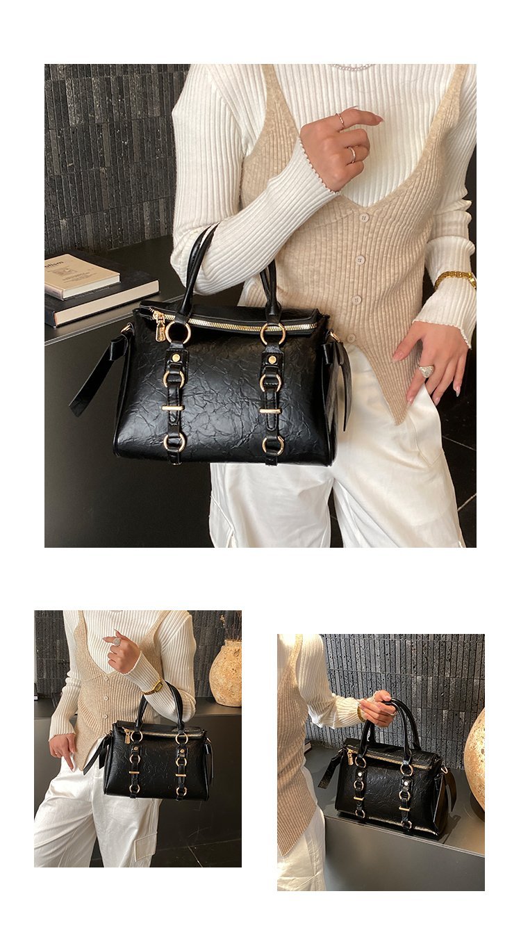 Women's PU Leather Belted Top Handle Crossbody Bag detail 8