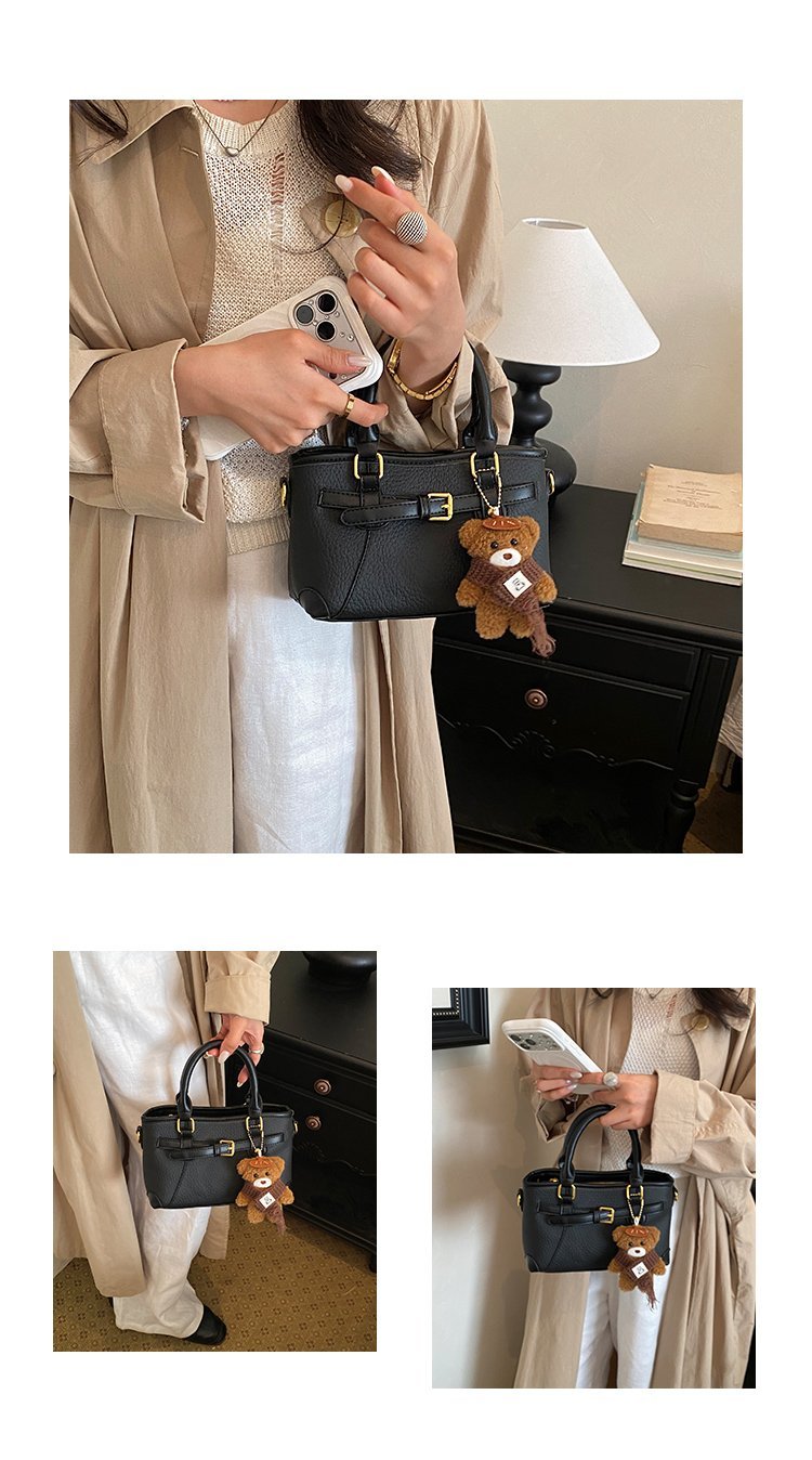 Women's PU Leather Belted Top Handle Crossbody Bag detail 9