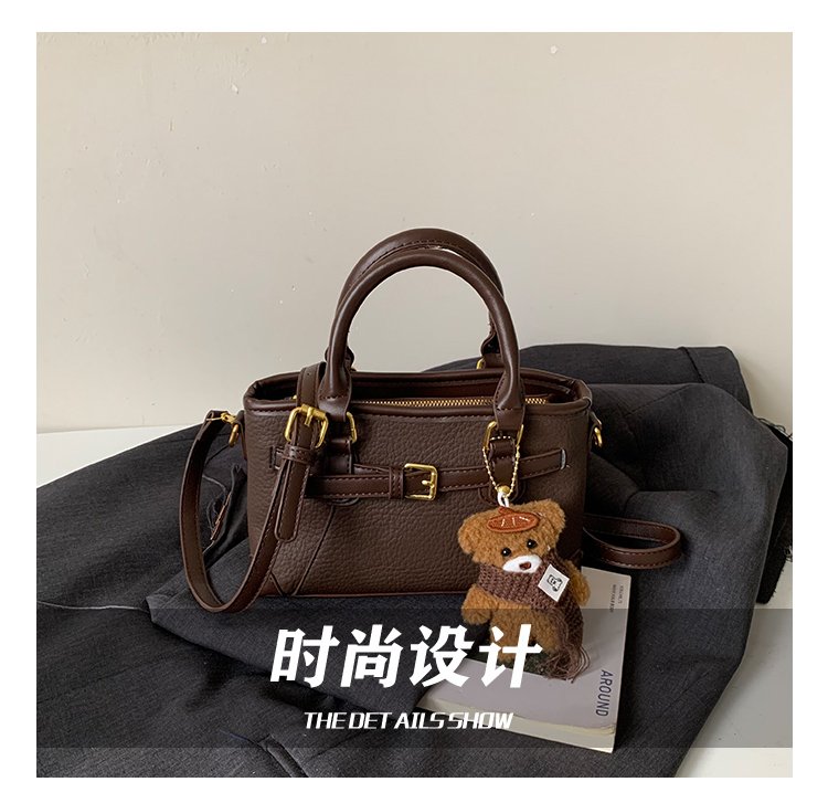 Women's PU Leather Belted Top Handle Crossbody Bag detail 13