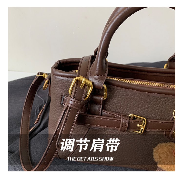 Women's PU Leather Belted Top Handle Crossbody Bag detail 15