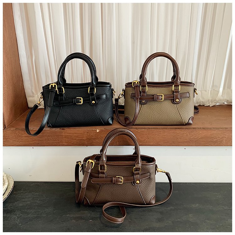 Women's PU Leather Belted Top Handle Crossbody Bag detail 1