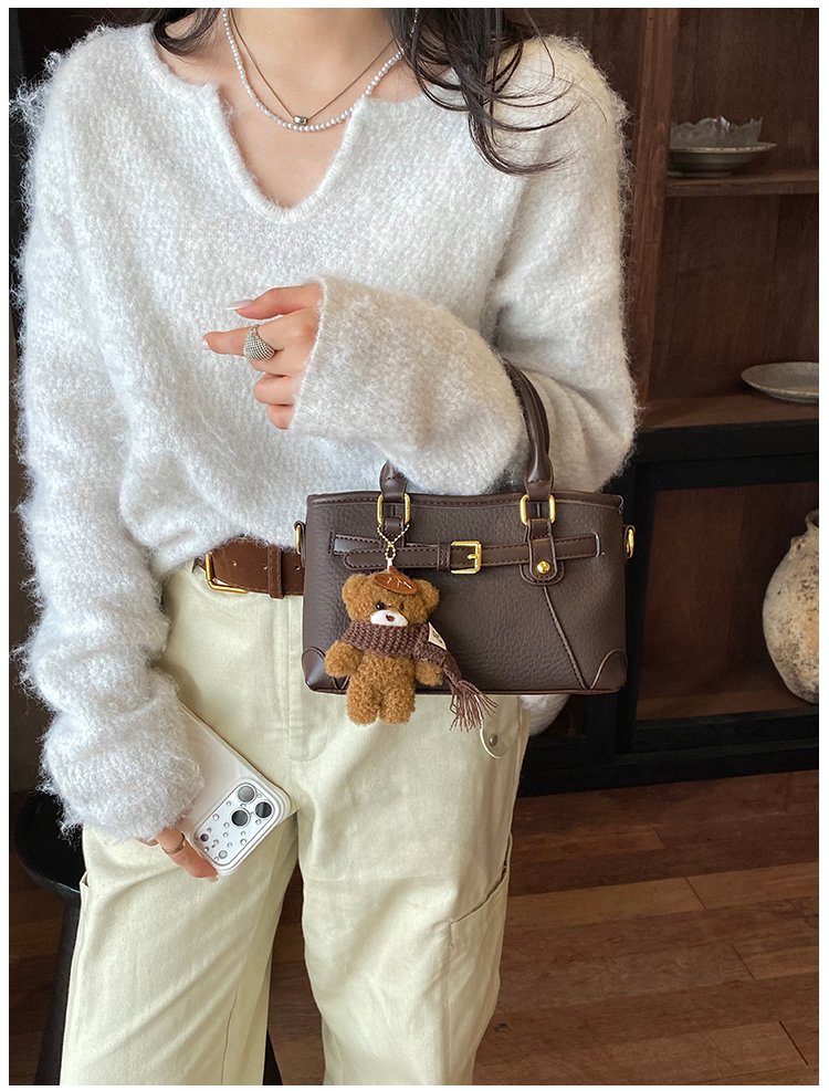 Women's PU Leather Belted Top Handle Crossbody Bag detail 21