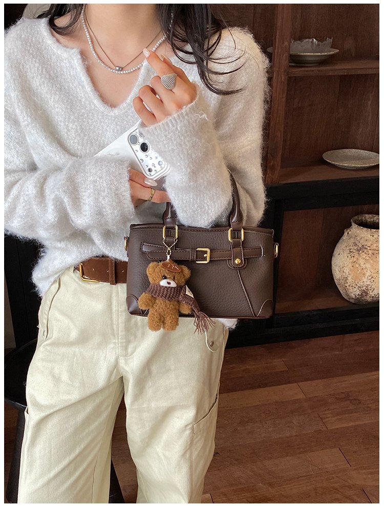 Women's PU Leather Belted Top Handle Crossbody Bag detail 22