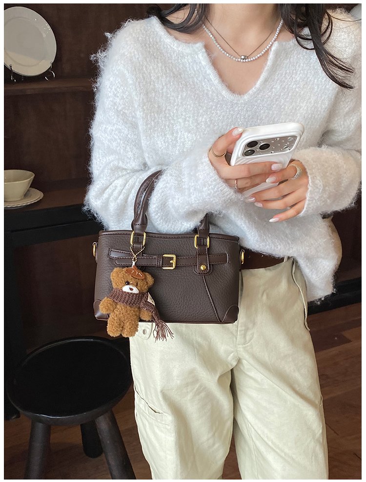 Women's PU Leather Belted Top Handle Crossbody Bag detail 23