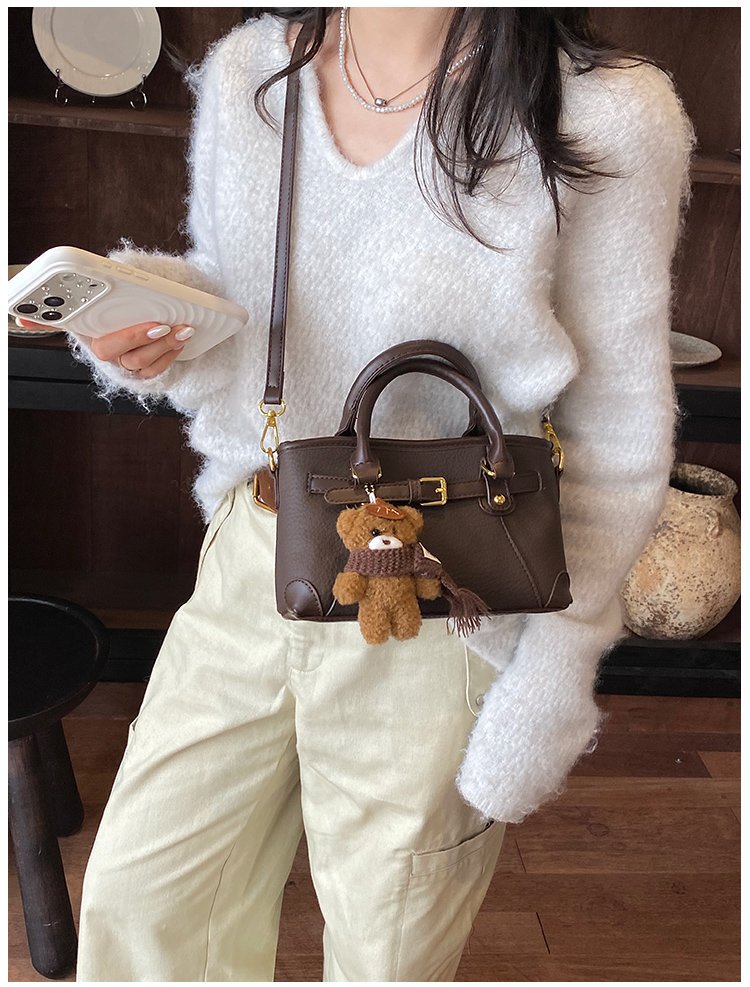 Women's PU Leather Belted Top Handle Crossbody Bag detail 26