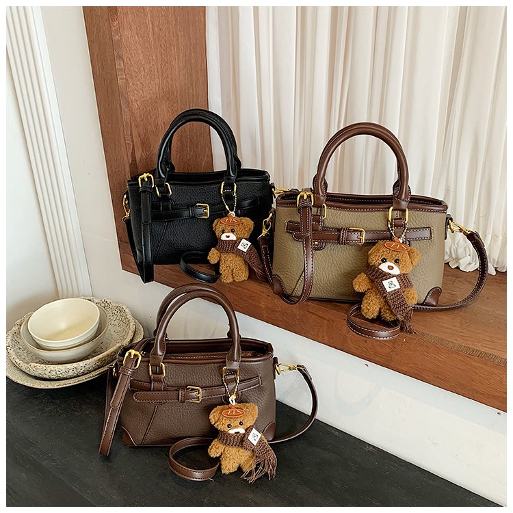 Women's PU Leather Belted Top Handle Crossbody Bag detail 2
