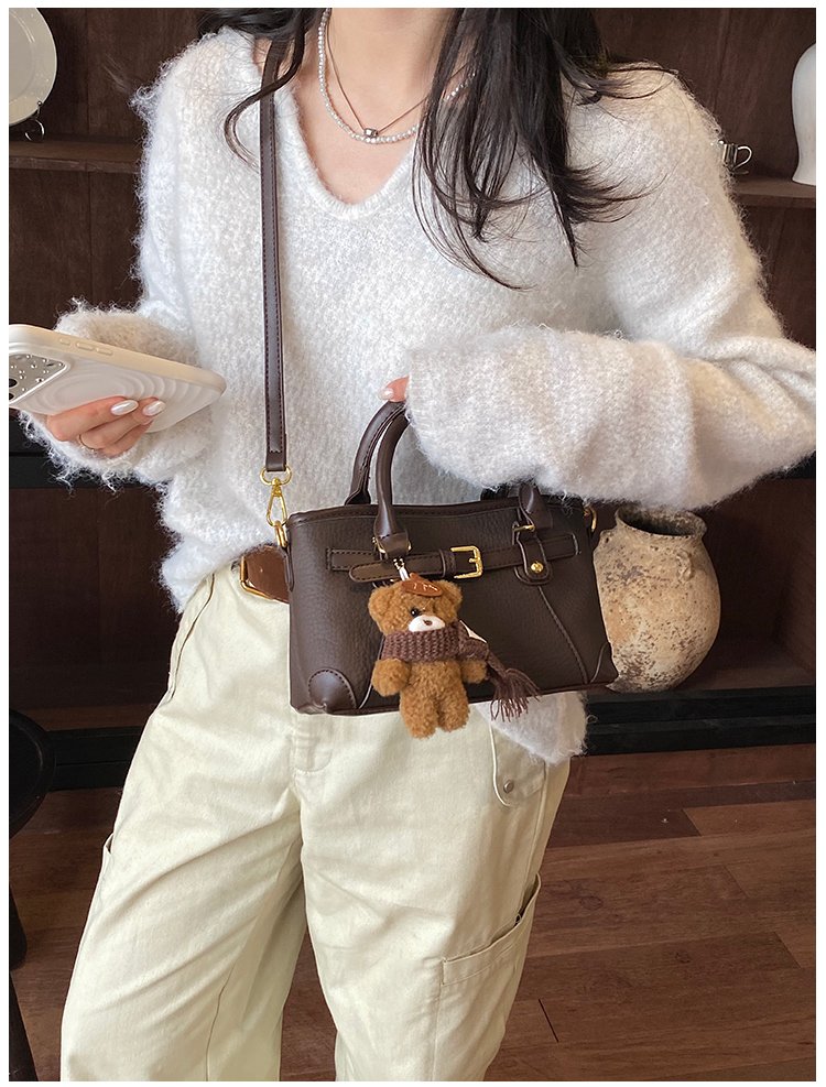 Women's PU Leather Belted Top Handle Crossbody Bag detail 29