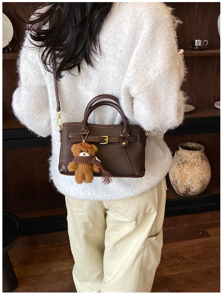 Women's PU Leather Belted Top Handle Crossbody Bag detail 32