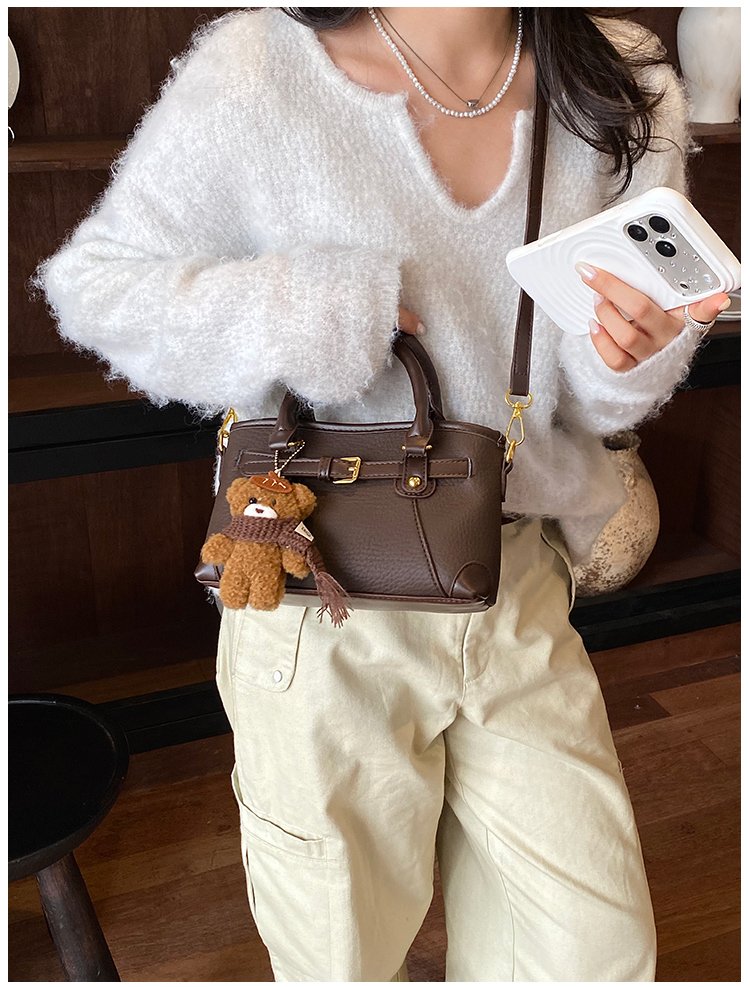 Women's PU Leather Belted Top Handle Crossbody Bag detail 33