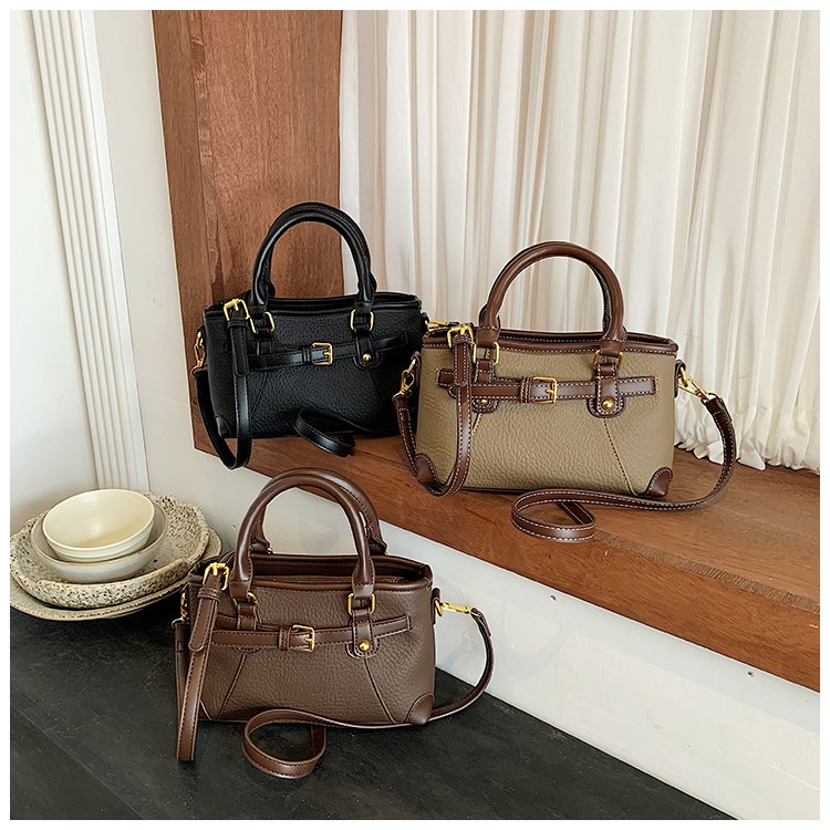 Women's PU Leather Belted Top Handle Crossbody Bag detail 3