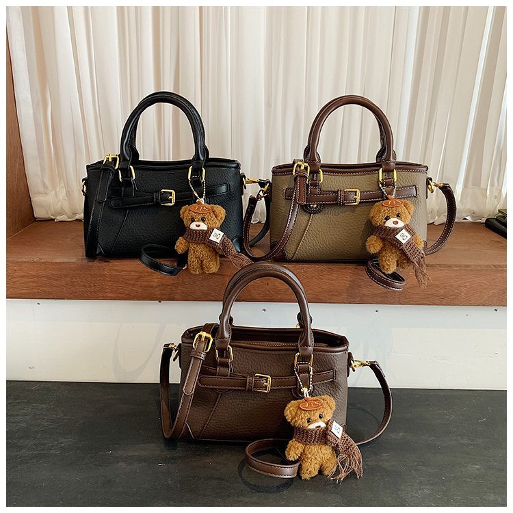 Women's PU Leather Belted Top Handle Crossbody Bag detail 4