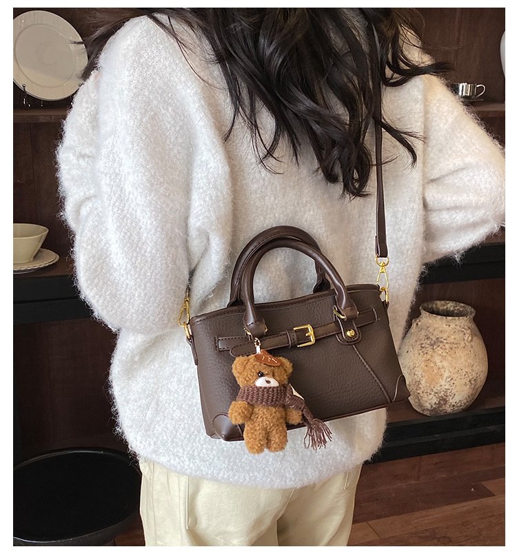 Women's PU Leather Belted Top Handle Crossbody Bag detail 5