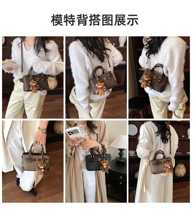 Women's PU Leather Belted Top Handle Crossbody Bag detail 6