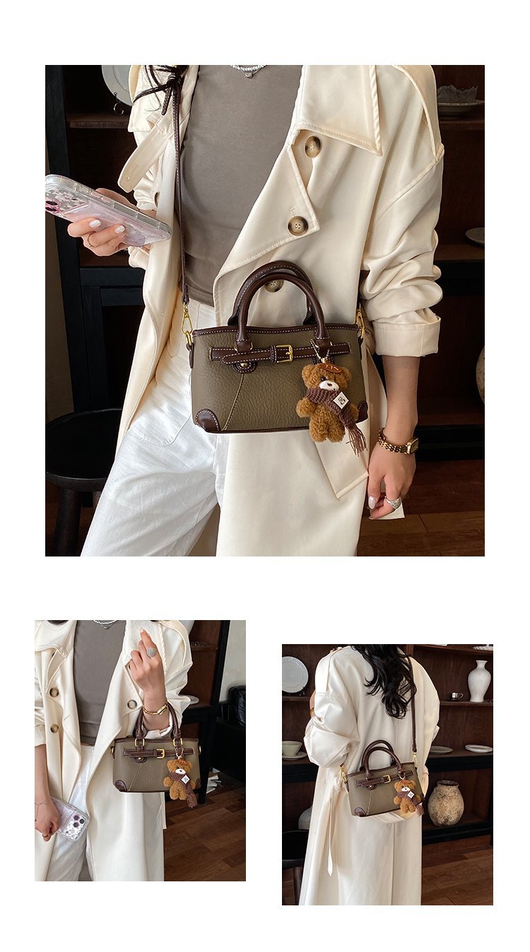 Women's PU Leather Belted Top Handle Crossbody Bag detail 7