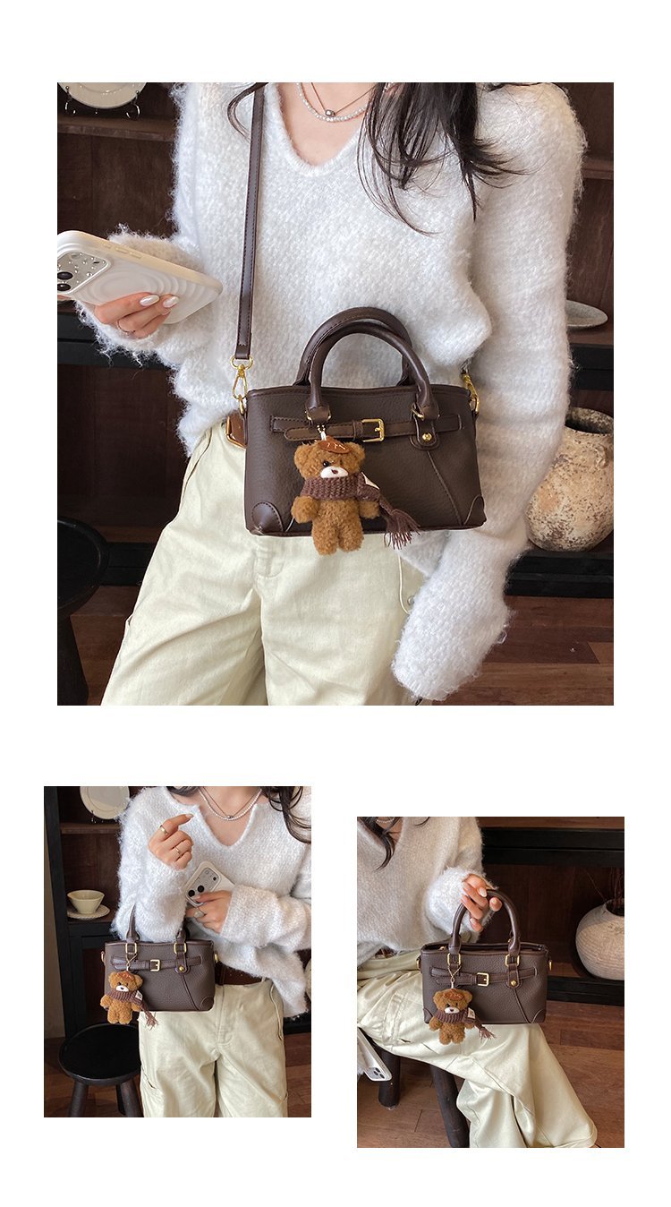 Women's PU Leather Belted Top Handle Crossbody Bag detail 8