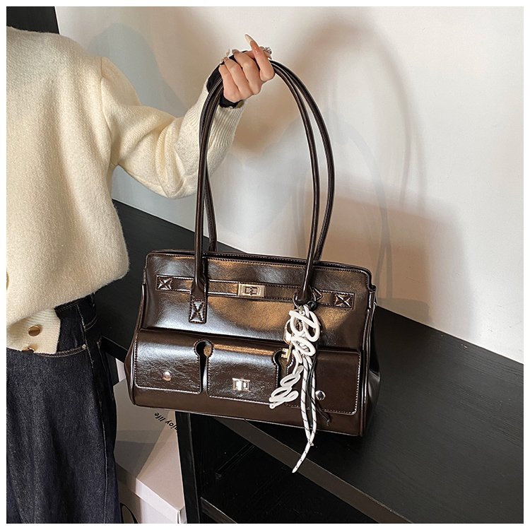 Women's PU Leather Belted Tote Bag detail 14