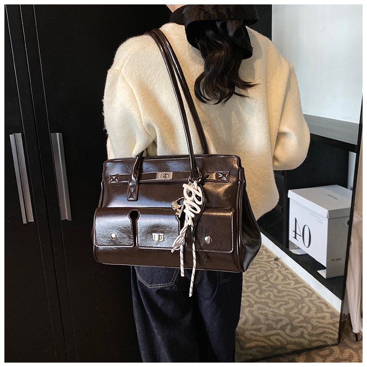 Women's PU Leather Belted Tote Bag detail 25