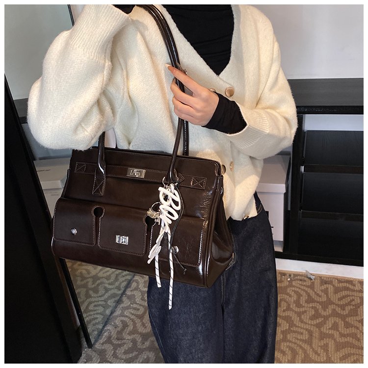 Women's PU Leather Belted Tote Bag detail 30