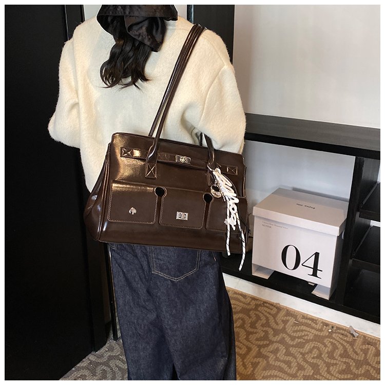 Women's PU Leather Belted Tote Bag detail 32