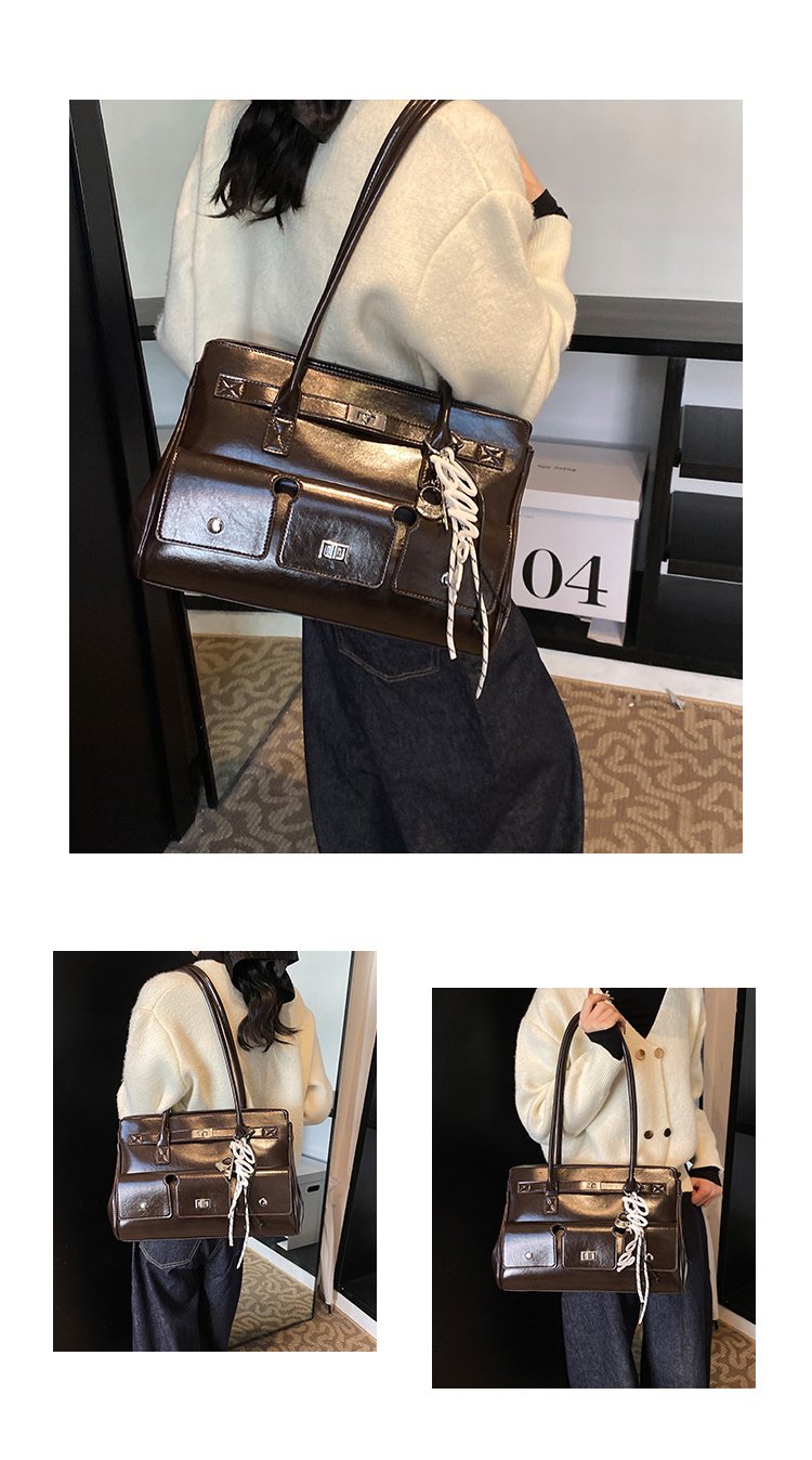 Women's PU Leather Belted Tote Bag detail 6