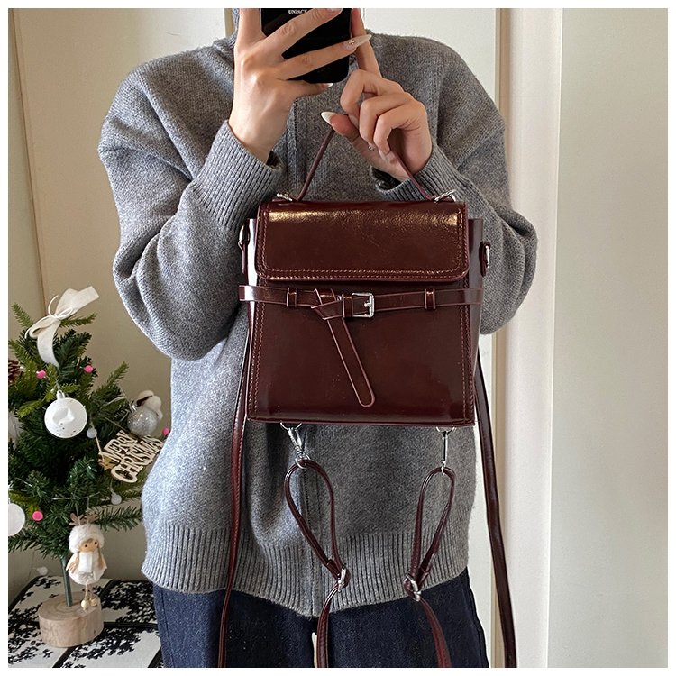 Women's PU Leather Bow Flap Backpack detail 13