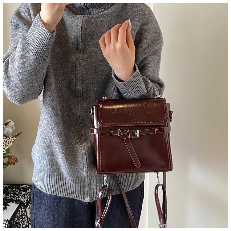 Women's PU Leather Bow Flap Backpack detail 15