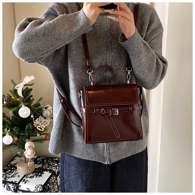 Women's PU Leather Bow Flap Backpack detail 17