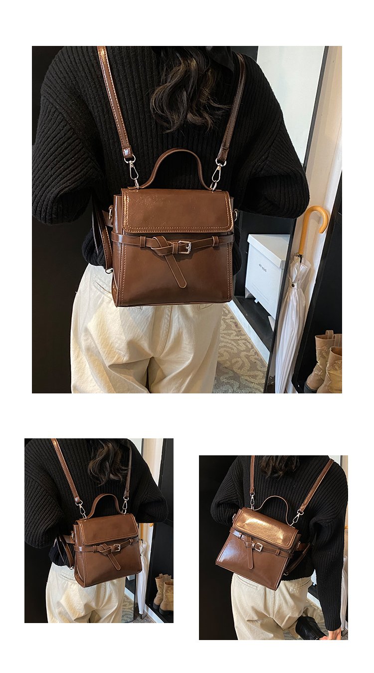 Women's PU Leather Bow Flap Backpack detail 4