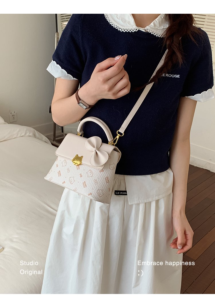Women's PU Leather Bow Flap Top Handle Crossbody Bag detail 15