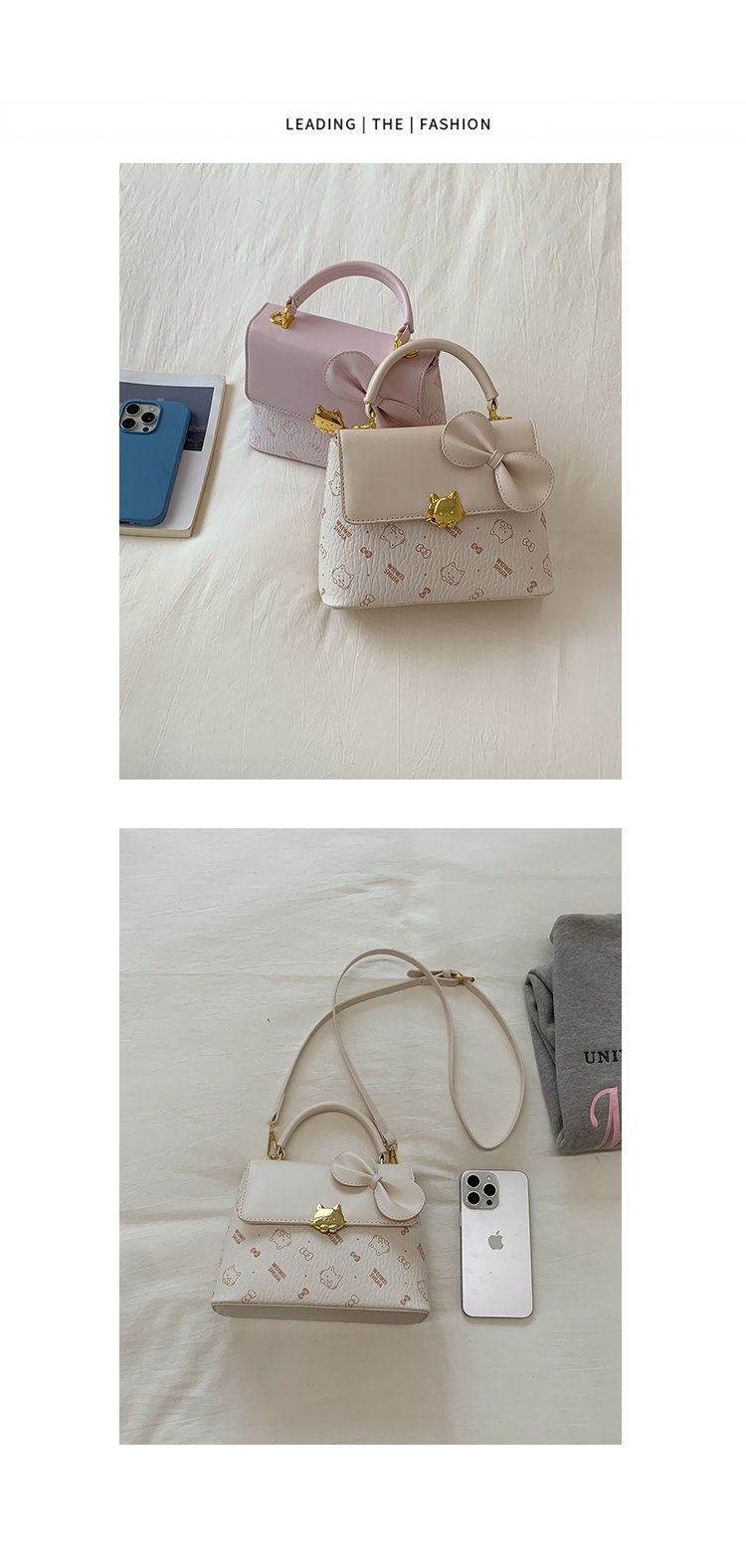 Women's PU Leather Bow Flap Top Handle Crossbody Bag detail 17