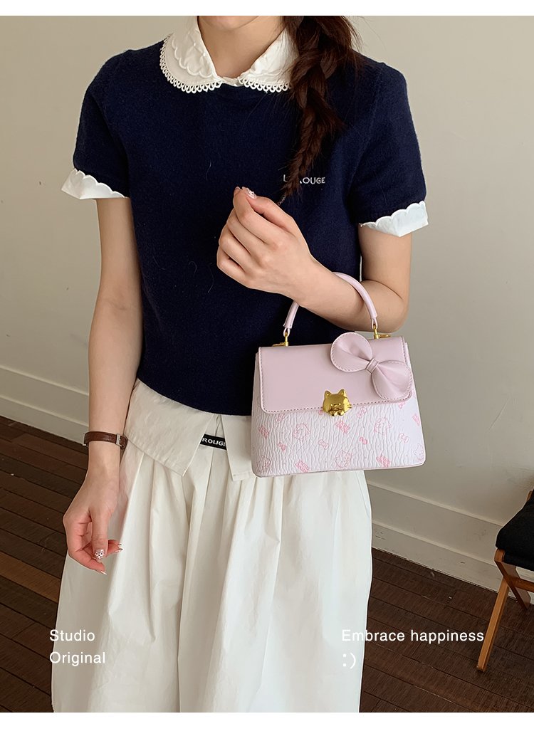 Women's PU Leather Bow Flap Top Handle Crossbody Bag detail 22