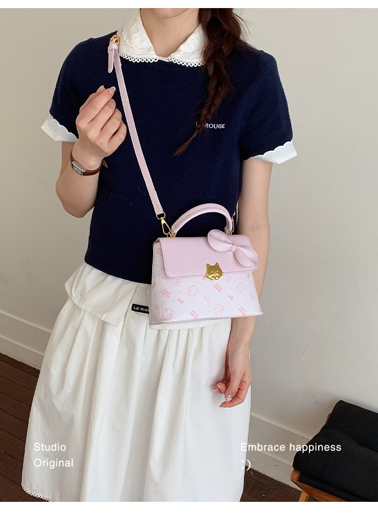 Women's PU Leather Bow Flap Top Handle Crossbody Bag detail 25