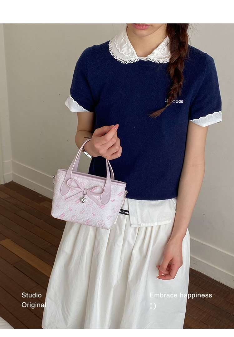 Women's PU Leather Bow Textured Top Handle Crossbody Bag detail 19