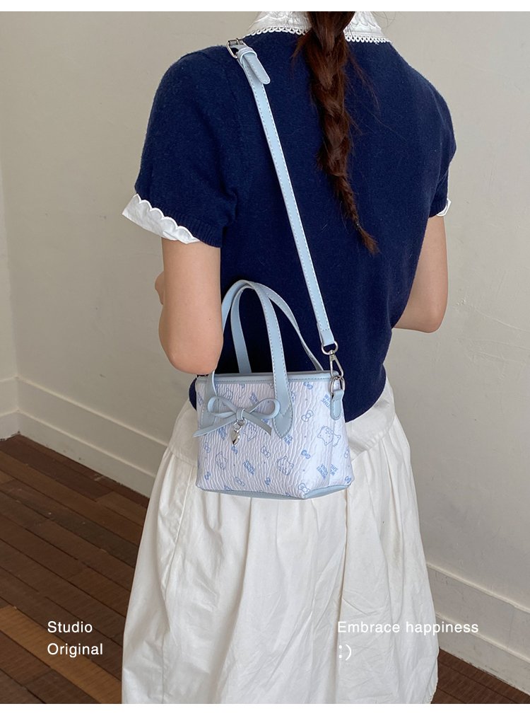 Women's PU Leather Bow Textured Top Handle Crossbody Bag detail 26