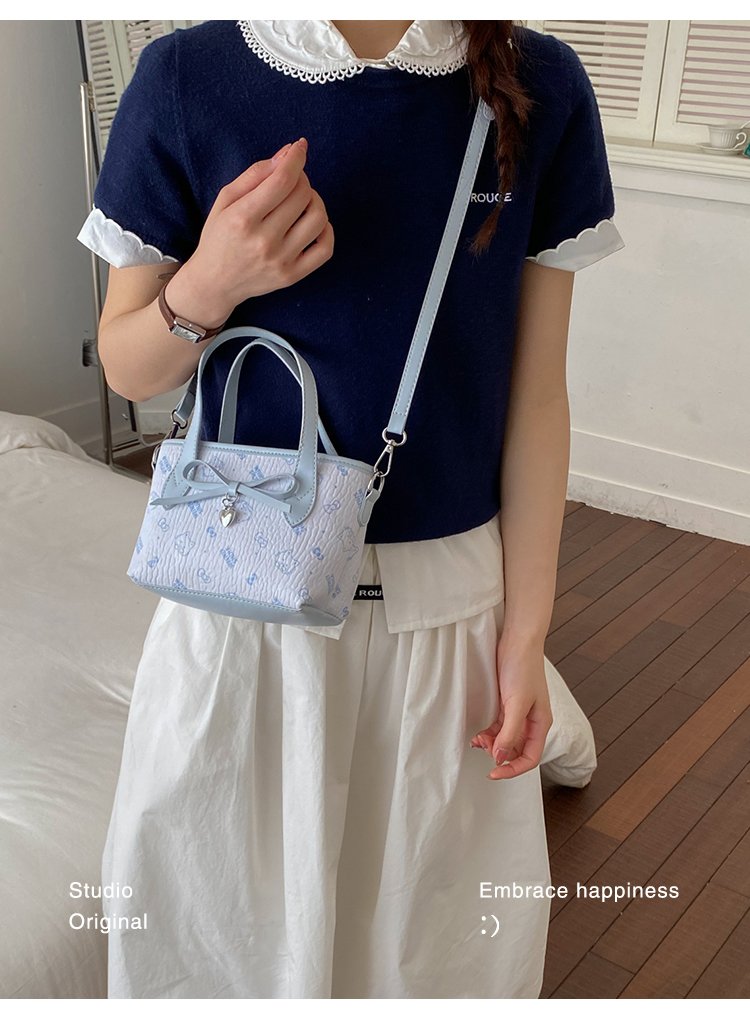 Women's PU Leather Bow Textured Top Handle Crossbody Bag detail 27