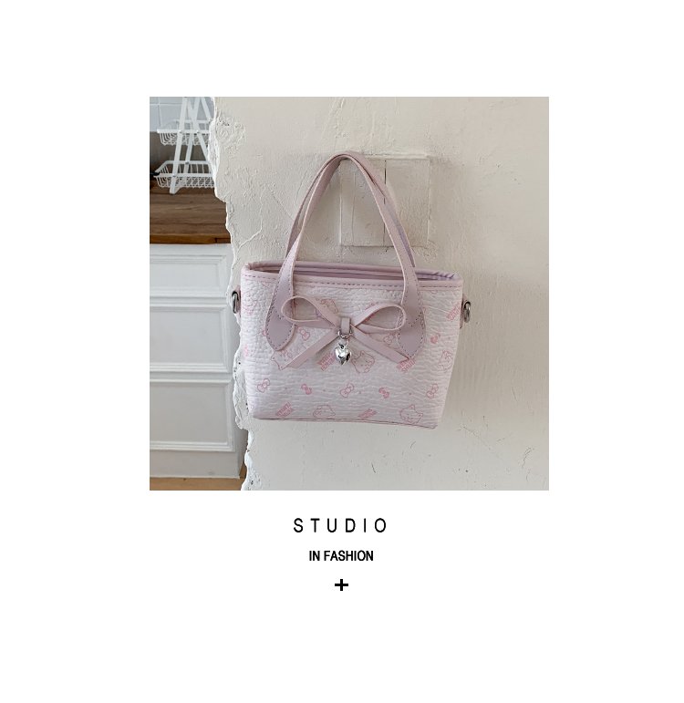 Women's PU Leather Bow Textured Top Handle Crossbody Bag detail 2