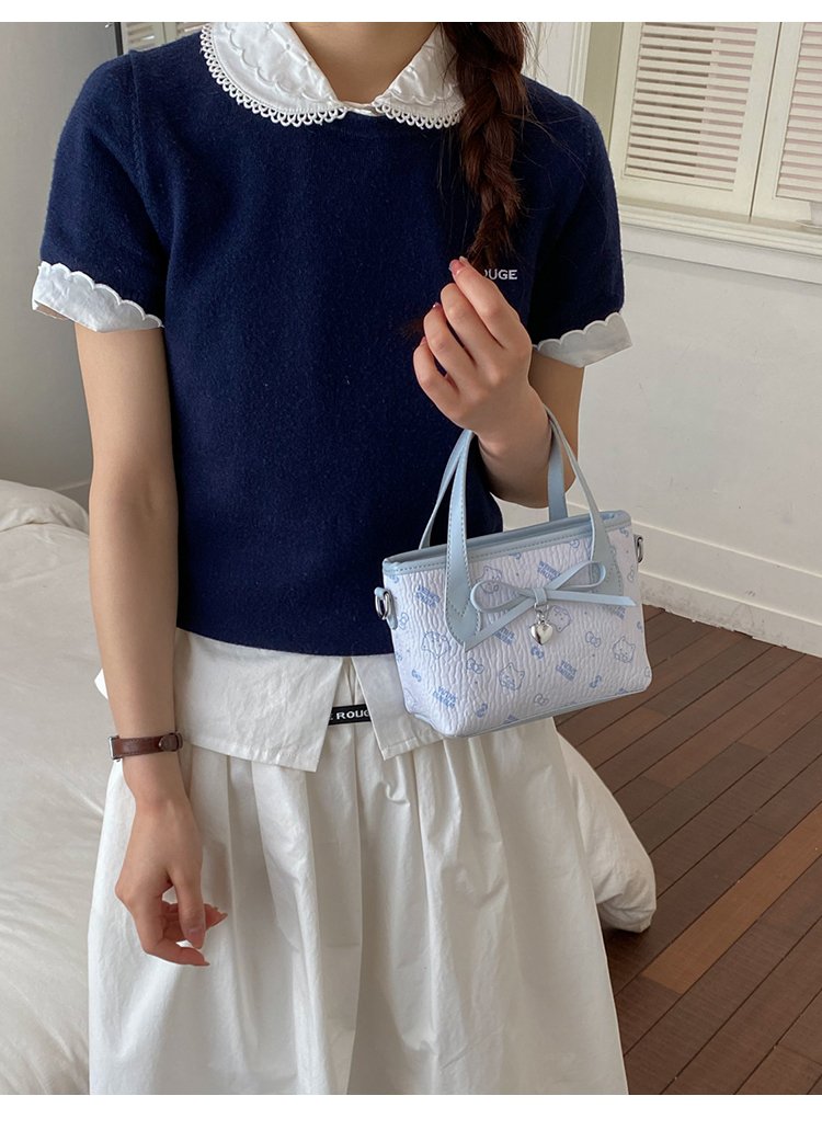 Women's PU Leather Bow Textured Top Handle Crossbody Bag detail 29